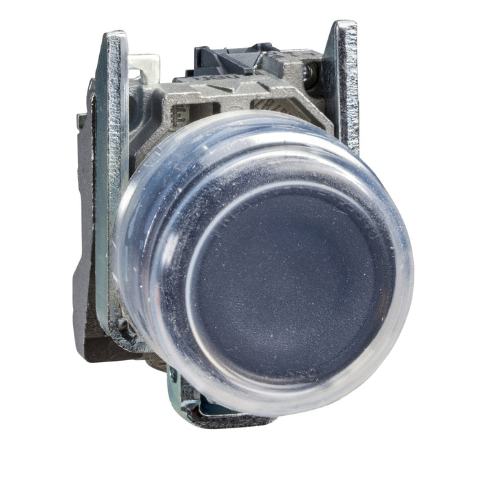 Harmony XB4 - ATEX D, Push button, metal, projecting, black, Ø22, spring return, booted, unmarked, 1 NO, ATEX