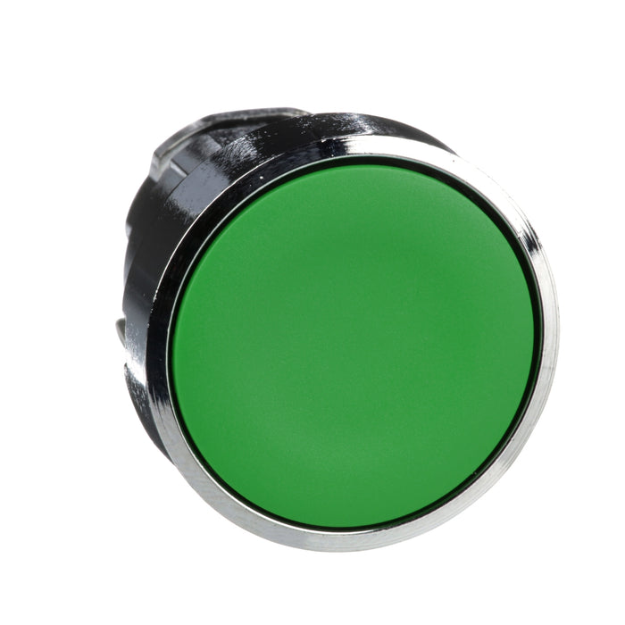 ZB4BA3 - Push button head, metal, flush, green, ÃƒËœ22, spring return, unmarked