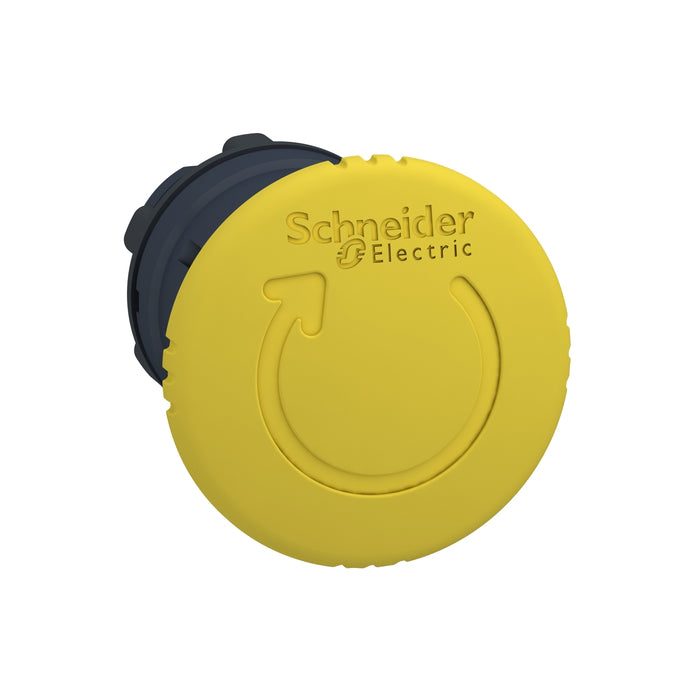 Harmony XB5, Mushroom push button head Ø40, plastic, yellow, Ø22, latching turn realease