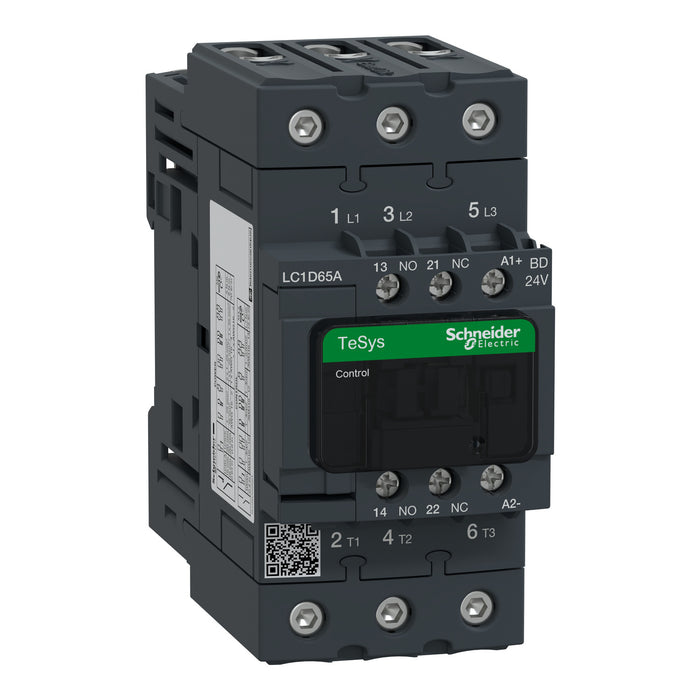 TeSys D contactor, 3P(3 NO), AC-3, <= 440 V 65 A, 24 VDC standard coil