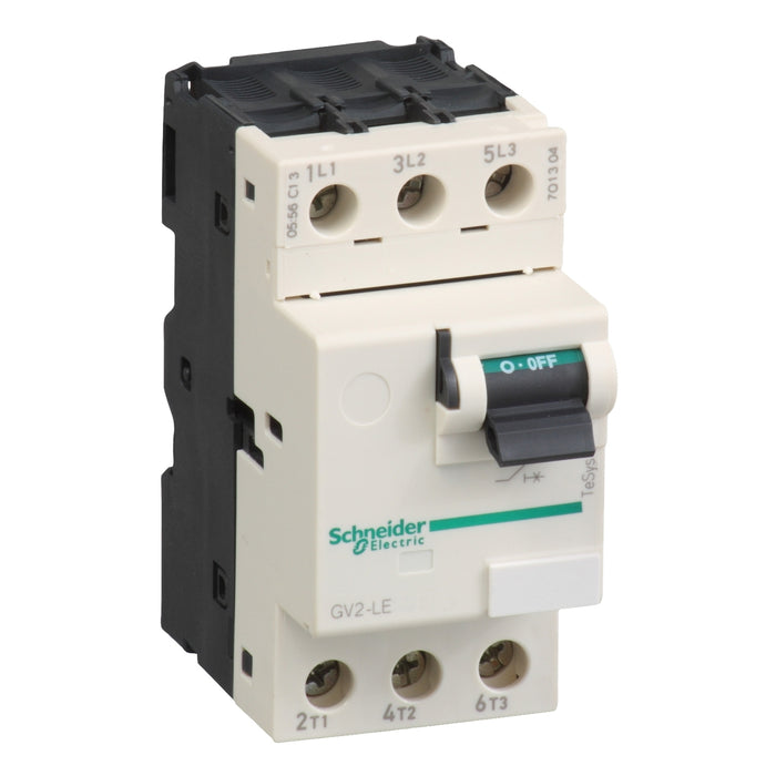 Motor circuit breaker, TeSys GV2, 3P, 1.6 A, magnetic, toggle control, screw clamp terminals
