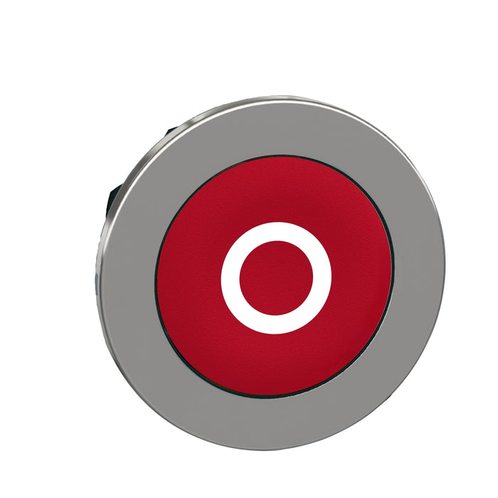 Head for non illuminated push button, Harmony XB4, flush mounted red flush caps pushbutton white marked "O"