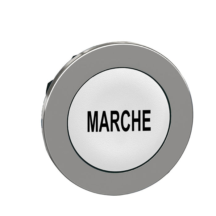 Head for non illuminated push button, Harmony XB4, flush mounted white flush caps pushbutton black marked marche