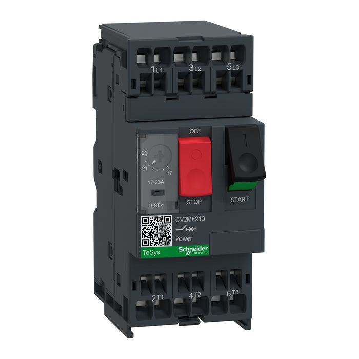 Motor circuit breaker, TeSys GV2, 3P, 17-23 A, thermal magnetic, spring terminals