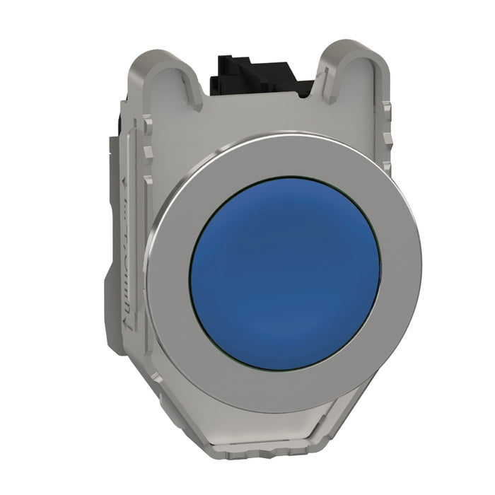 Harmony XB4, Push button flush mounted, metal, blue, Ø30, spring return, unmarked, 1 NC