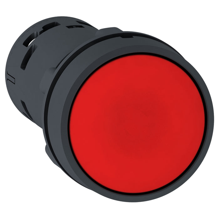 Harmony XB7, Monolithic push button, plastic, red, Ø22, spring return, unmarked, 1 NO + 1 NC