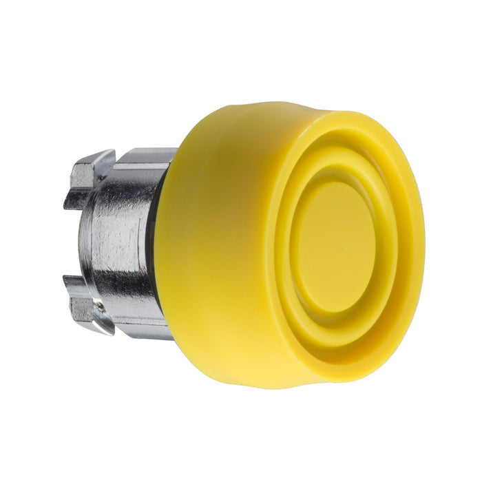 Head for non illuminated push button, Harmony XB4, yellow flush pushbutton Ø22 mm spring return unmarked
