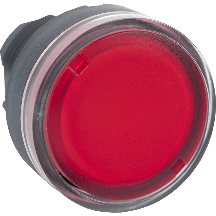 Harmony XB5, Illuminated push button head, plastic, flush, red, Ø22, spring return, plain lens for BA9s bulb