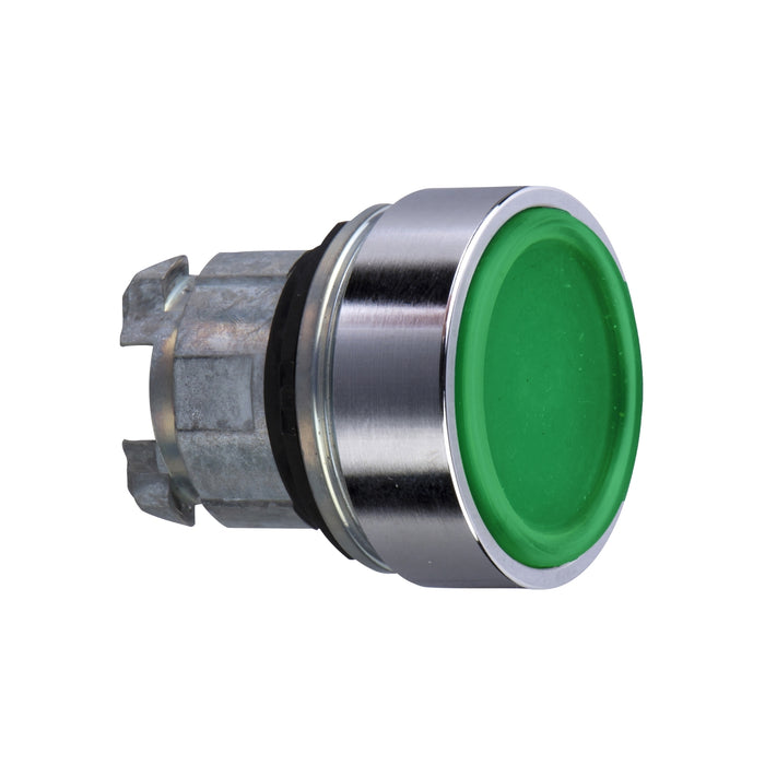 Head for non illuminated push button, Harmony XB4, green flush pushbutton Ø22 mm spring return unmarked
