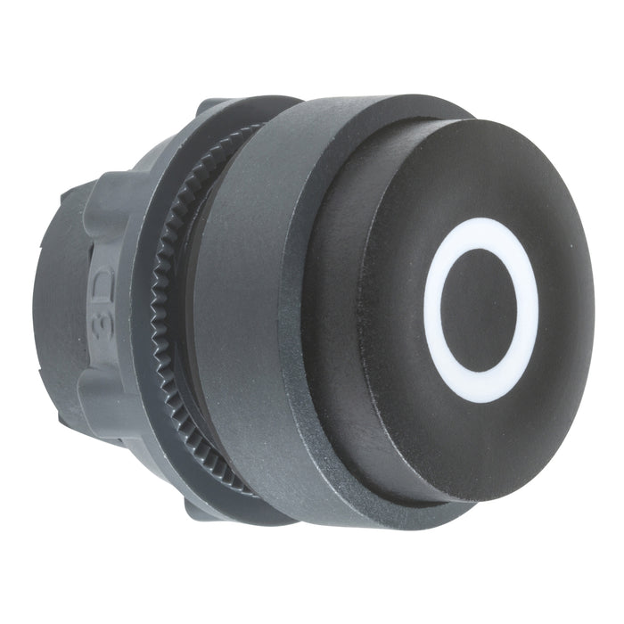 Head for non illuminated push button, Harmony XB5, XB4, black projecting pushbutton Ø22 mm spring return "O"