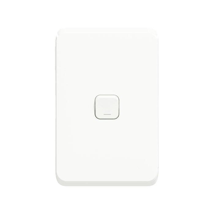 Iconic, switch, push-button, 10AX, 250V, White
