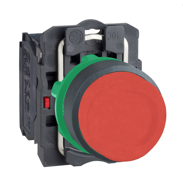 Harmony XB5, Push button, plastic, projecting, red, Ø22, spring return, unmarked, 1 NC