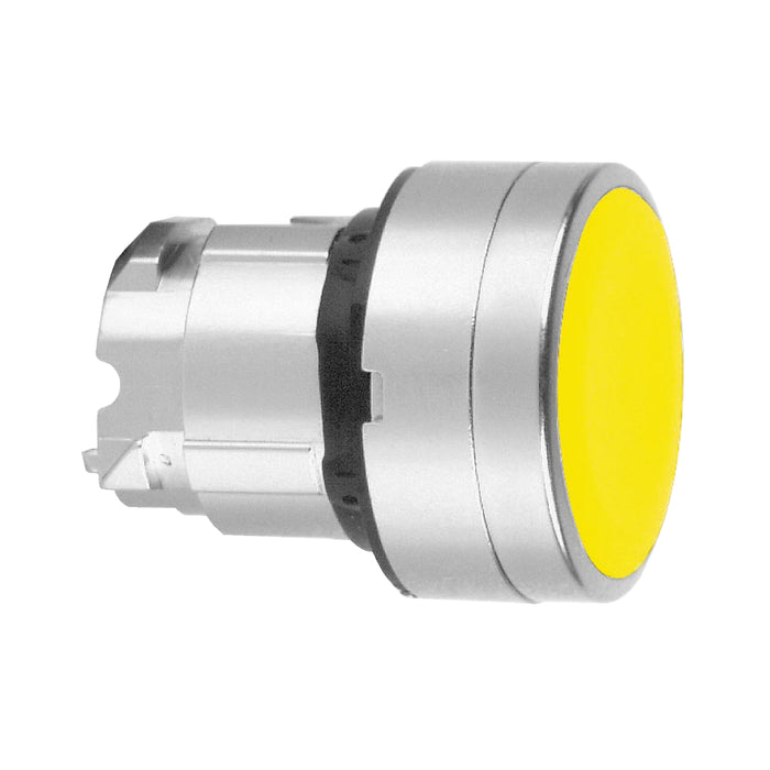 Head for non illuminated push button, Harmony XB4, yellow flush pushbutton Ø22 mm spring return unmarked