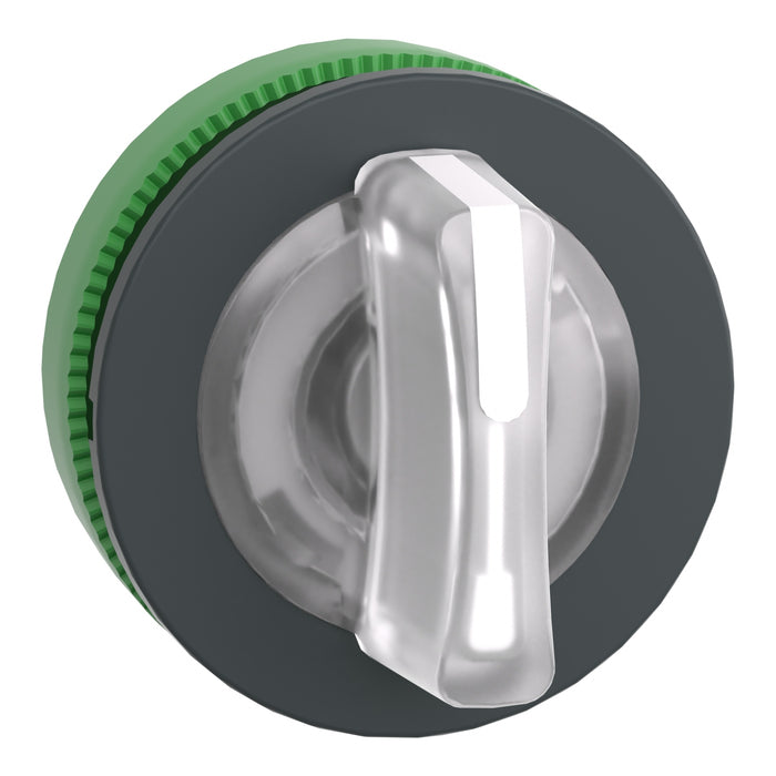 Head for illuminated selector switch, Harmony XB5, flush mounted white 3 pos stay put1