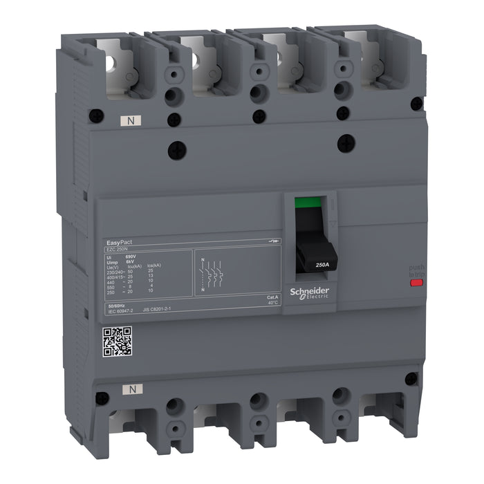 circuit breaker Easypact EZC250N - TMD - 200 A - 4 poles 3d