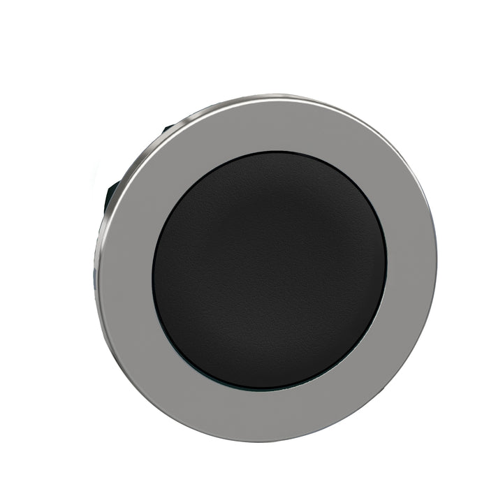 Harmony XB4, Flush mounted push button head, metal, black, Ø30, spring return, unmarked
