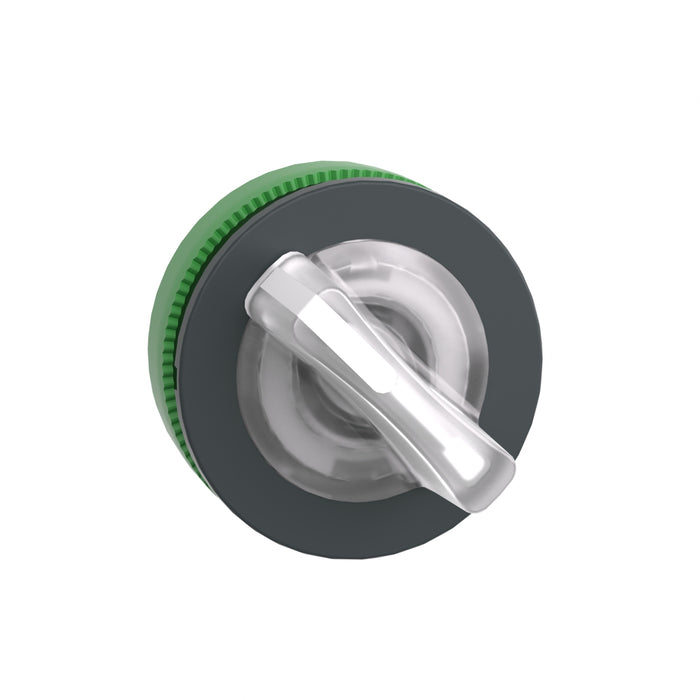 Head for illuminated selector switch, Harmony XB5, flush mounted white 2 pos stay put