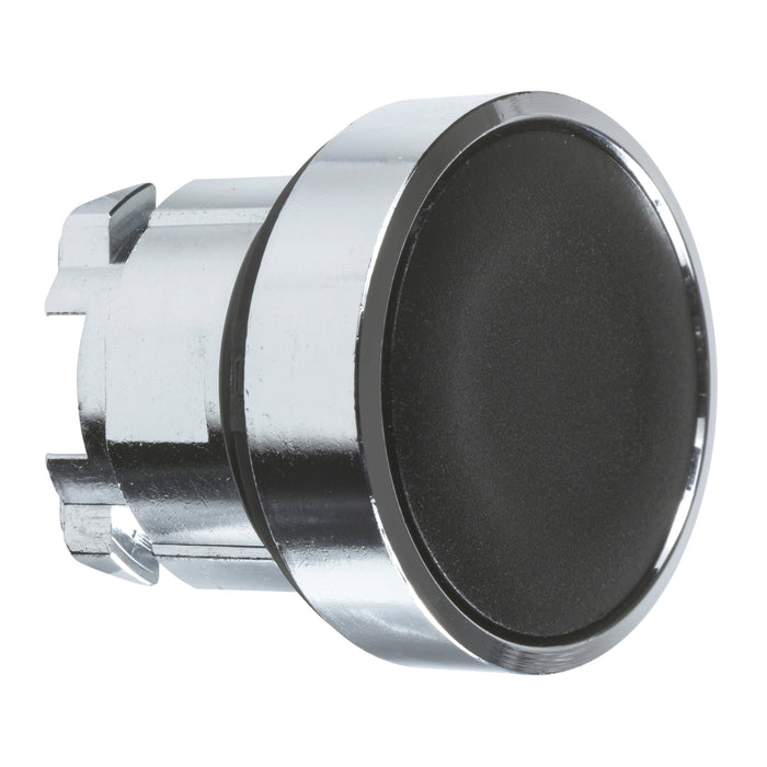 Harmony XB4, Push button head, metal, black, flush, Ø22, push-push, unmarked
