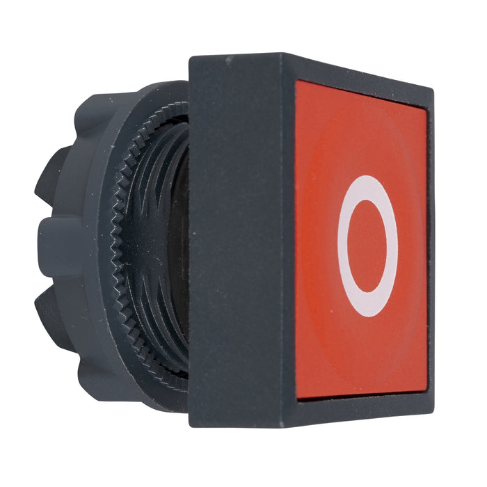Head for non illuminated push button, Harmony XB5, red square flush pushbutton Ø22 mm spring return "O"