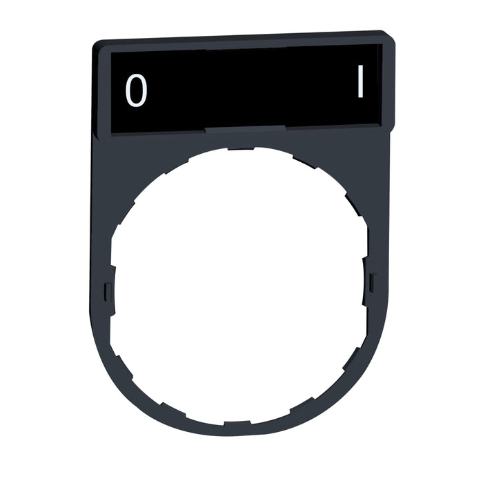 Harmony XB4, Legend holder 30 x 40 mm, plastic, with legend 8 x 27 mm, marked O - I
