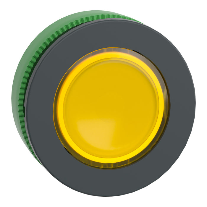 Head for illuminated push button, Harmony XB5, flush mounted yellow flush caps pushbutton integral LED