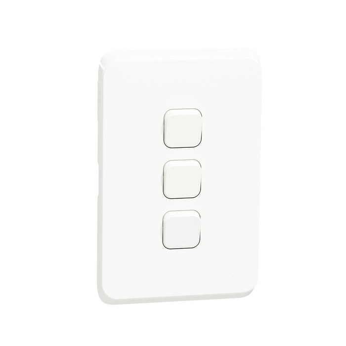 Iconic, 3 switches, 1 Way, 10AX, 250V, White